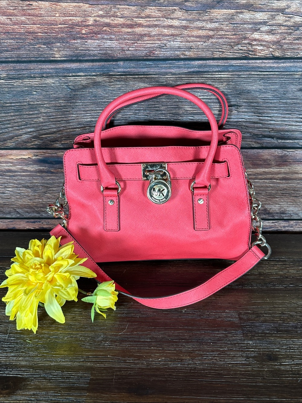 Michael Kors Pink Satchel with Gold Hardware